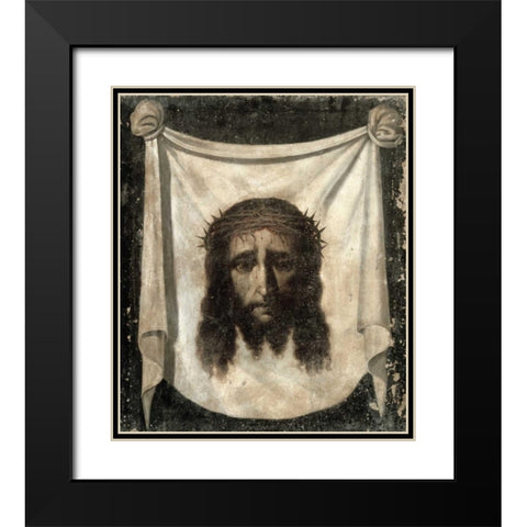 Holy Face - La Santa Faz Black Modern Wood Framed Art Print with Double Matting by De Zurbaran, Francisco