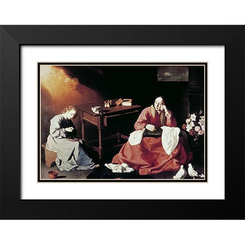 Holy House of Nazareth Black Modern Wood Framed Art Print with Double Matting by De Zurbaran, Francisco