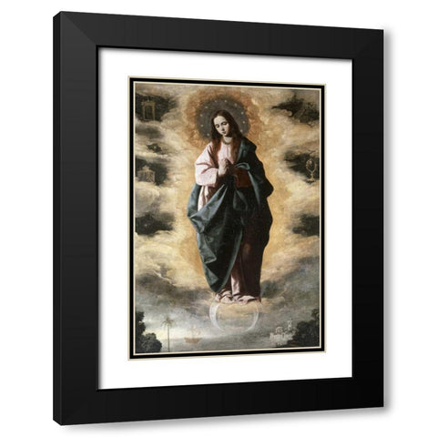 Immaculate Conception Black Modern Wood Framed Art Print with Double Matting by De Zurbaran, Francisco