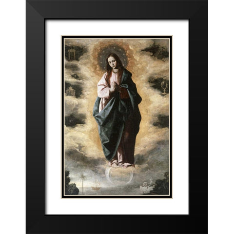 Immaculate Conception Black Modern Wood Framed Art Print with Double Matting by De Zurbaran, Francisco