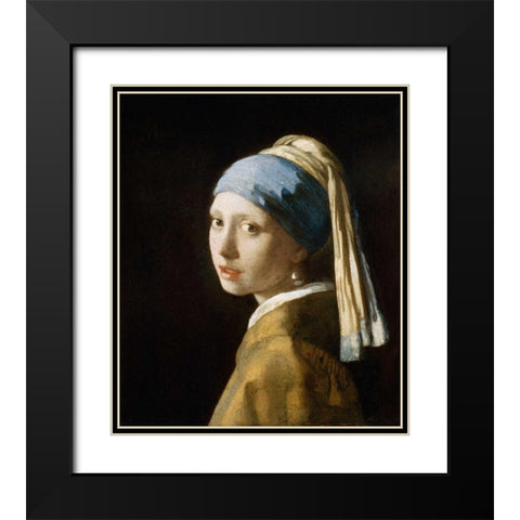 Girl with the Pearl Earring Black Modern Wood Framed Art Print with Double Matting by Vermeer, Johannes