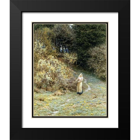 In the Primrose Wood Black Modern Wood Framed Art Print with Double Matting by Allingham, Helen