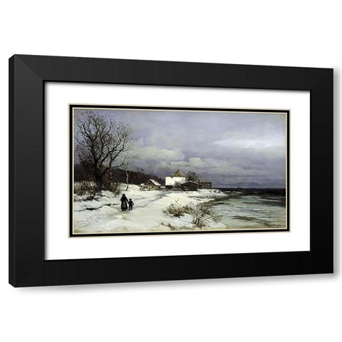 Starnberger Sea Under Snow Black Modern Wood Framed Art Print with Double Matting by Lundby, Anders Anderson
