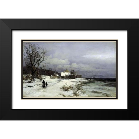 Starnberger Sea Under Snow Black Modern Wood Framed Art Print with Double Matting by Lundby, Anders Anderson