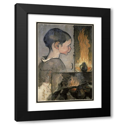 Profile of a Child (Profil dEnfant) Black Modern Wood Framed Art Print with Double Matting by Anquetin, Louis