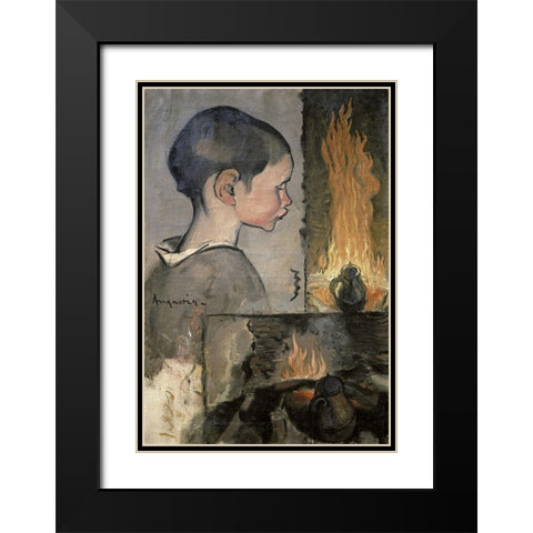 Profile of a Child (Profil dEnfant) Black Modern Wood Framed Art Print with Double Matting by Anquetin, Louis