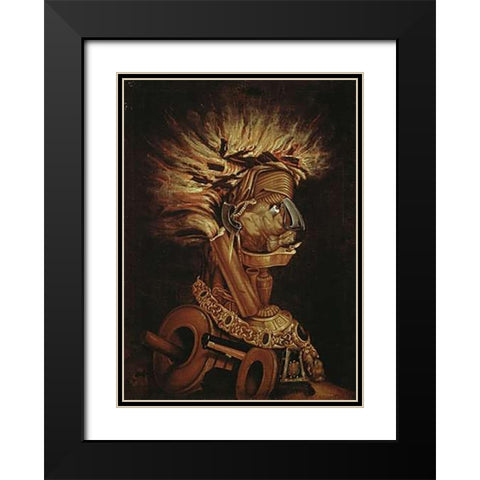 The Fire Black Modern Wood Framed Art Print with Double Matting by Arcimboldo, Giuseppe