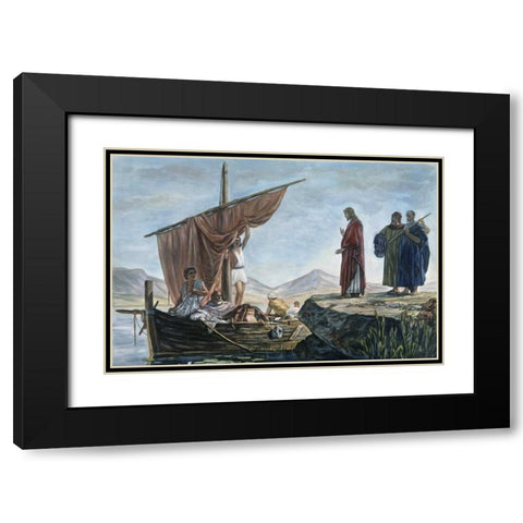 Christ Calling James and John Black Modern Wood Framed Art Print with Double Matting by Armitage, Edward
