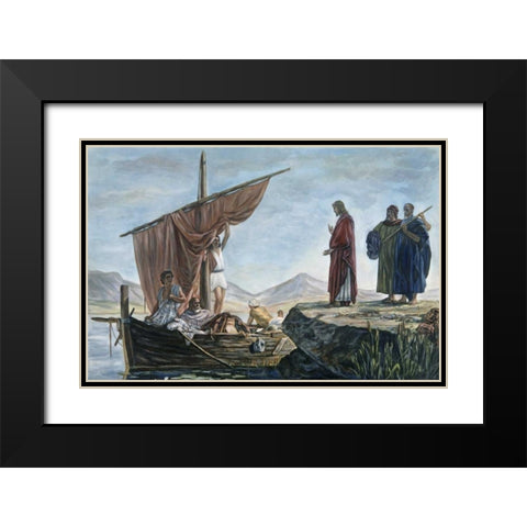 Christ Calling James and John Black Modern Wood Framed Art Print with Double Matting by Armitage, Edward