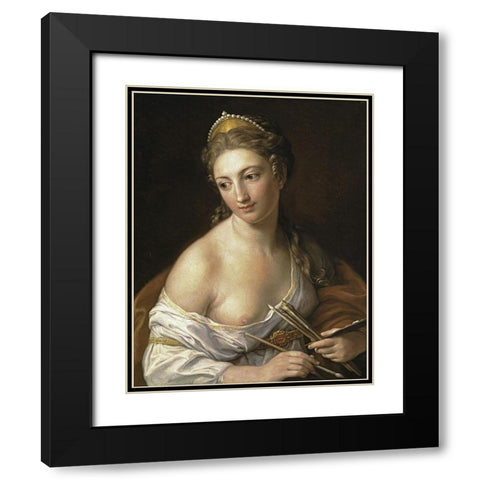 Allegory of Painting Black Modern Wood Framed Art Print with Double Matting by Batoni, Pompeo Girolamo