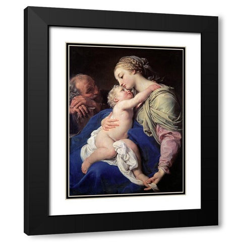 The Family Black Modern Wood Framed Art Print with Double Matting by Batoni, Pompeo Girolamo