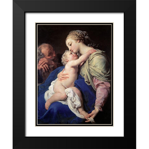 The Family Black Modern Wood Framed Art Print with Double Matting by Batoni, Pompeo Girolamo