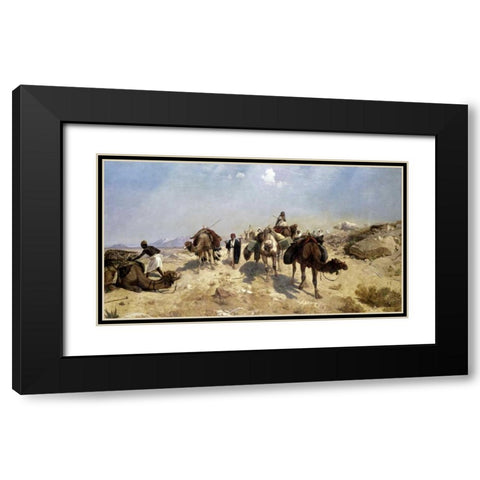 Bedouin Caravan Black Modern Wood Framed Art Print with Double Matting by Beavis, Richard