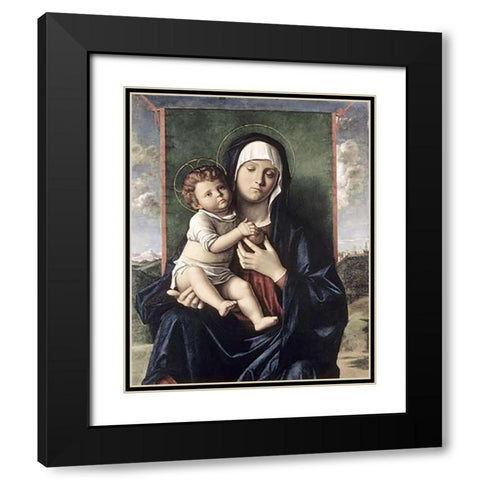 Madonna and Child Black Modern Wood Framed Art Print with Double Matting by Bellini, Giovanni
