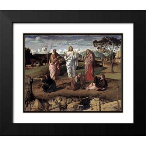 Transfiguration Black Modern Wood Framed Art Print with Double Matting by Bellini, Giovanni