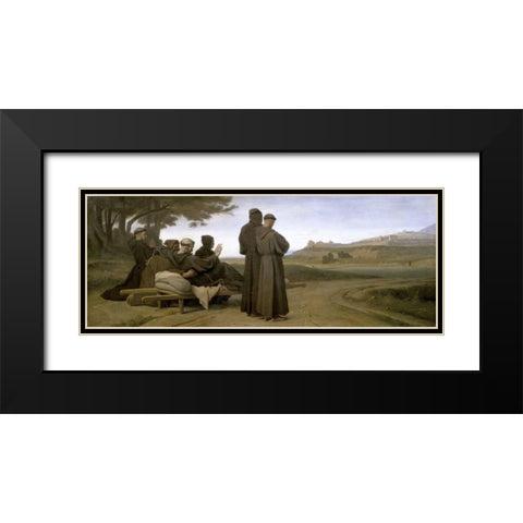 St. Francis dAssise Black Modern Wood Framed Art Print with Double Matting by Benouville, Francois Leon
