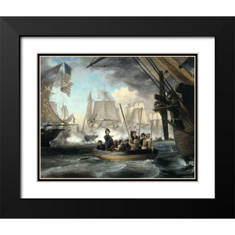 Commodore Perry Leaving the Lawrence for the Niagara Black Modern Wood Framed Art Print with Double Matting by Birch, Thomas