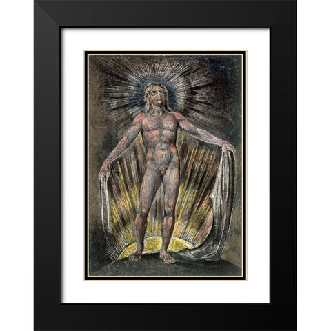 Etching from Milton a Poet Black Modern Wood Framed Art Print with Double Matting by Blake, William
