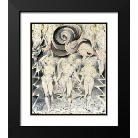Satan Calling up his Legions Black Modern Wood Framed Art Print with Double Matting by Blake, William