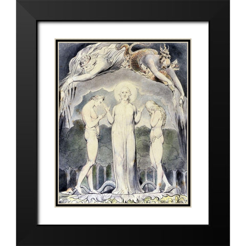 The Judgment of Adam and Eve Black Modern Wood Framed Art Print with Double Matting by Blake, William