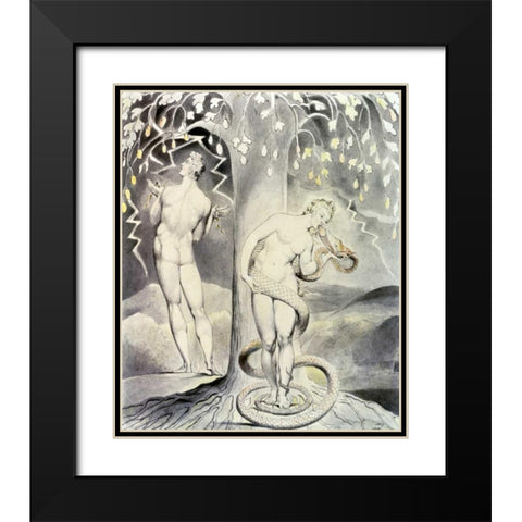The Temptation and Fall of Eve Black Modern Wood Framed Art Print with Double Matting by Blake, William