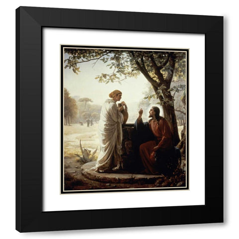 The Woman of Samaria Black Modern Wood Framed Art Print with Double Matting by Bloch, Carl