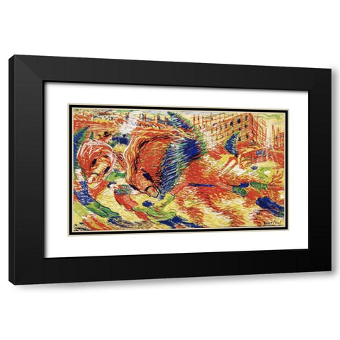 The City Rises Black Modern Wood Framed Art Print with Double Matting by Boccioni, Umberto
