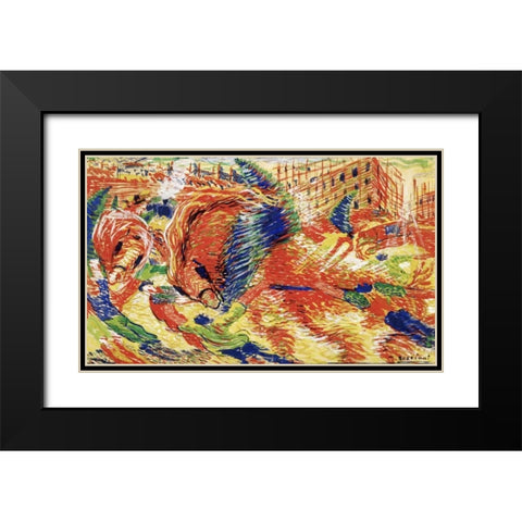 The City Rises Black Modern Wood Framed Art Print with Double Matting by Boccioni, Umberto