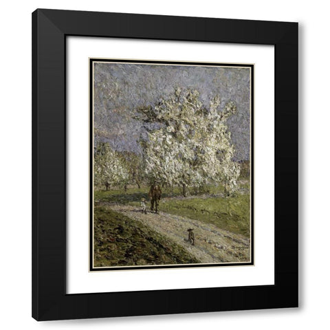 Le Grand Poirier en Fleurs Black Modern Wood Framed Art Print with Double Matting by Boggio, Emilio