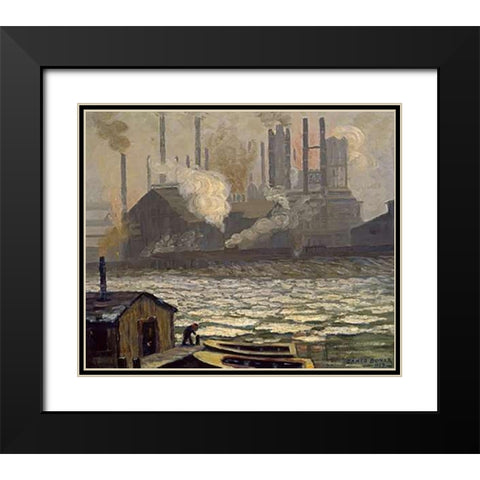 Schollenberg Rolling Mill Dismantled Black Modern Wood Framed Art Print with Double Matting by Bonar, James