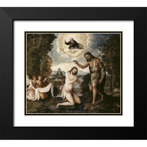 Baptism of Christ Black Modern Wood Framed Art Print with Double Matting by Bordone, Paris