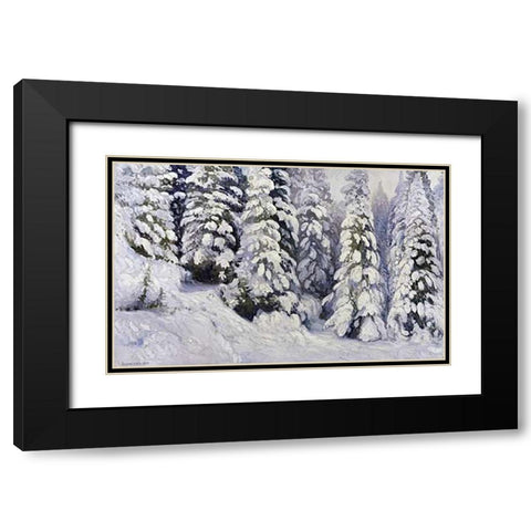Winter Tale Black Modern Wood Framed Art Print with Double Matting by Borisov, Alexander Alexeevich