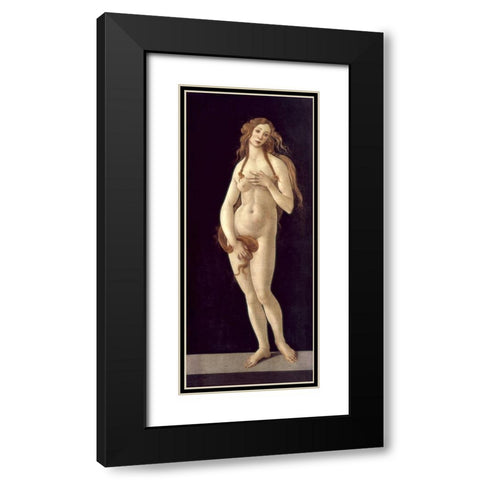 Venus Pudica Black Modern Wood Framed Art Print with Double Matting by Botticelli, Sandro