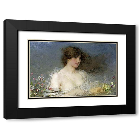 A Spring Idyll Black Modern Wood Framed Art Print with Double Matting by Boughton, George Henry