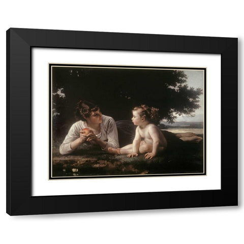 Mother and Child - II Black Modern Wood Framed Art Print with Double Matting by Bouguereau, William-Adolphe