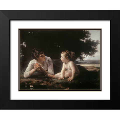 Mother and Child - II Black Modern Wood Framed Art Print with Double Matting by Bouguereau, William-Adolphe
