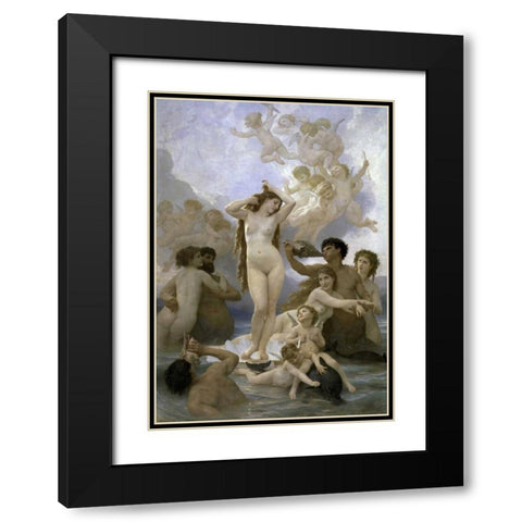 The Birth of Venus Black Modern Wood Framed Art Print with Double Matting by Bouguereau, William-Adolphe