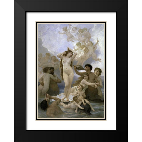 The Birth of Venus Black Modern Wood Framed Art Print with Double Matting by Bouguereau, William-Adolphe