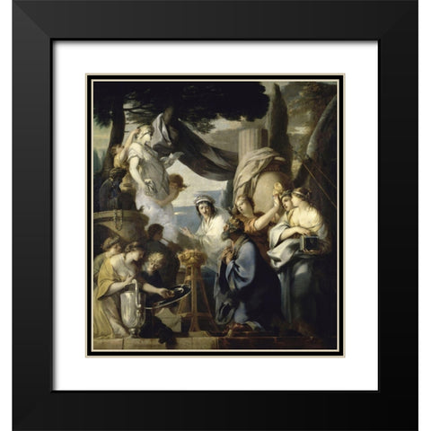 Solomons Idolatry Black Modern Wood Framed Art Print with Double Matting by Bourdon, Sebastien