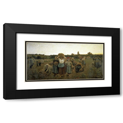 The Recall of the Gleaners Black Modern Wood Framed Art Print with Double Matting by Breton, Jules Adolphe