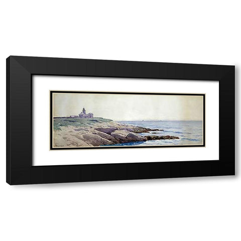 Coastal Landscape with Lighthouse Black Modern Wood Framed Art Print with Double Matting by Bricher, Alfred Thompson