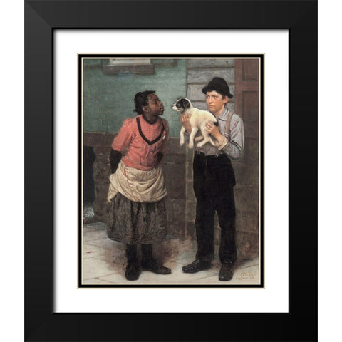 The New Puppy Black Modern Wood Framed Art Print with Double Matting by Brown, John George