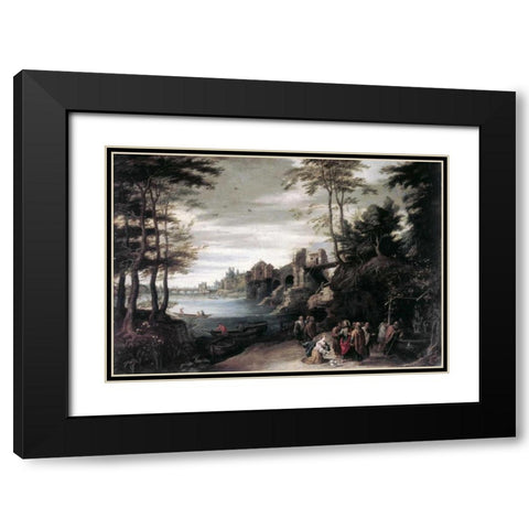 Christ and the Canaanite Woman Black Modern Wood Framed Art Print with Double Matting by Jan Brueghel the Elder