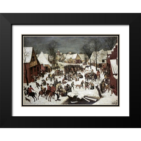 The Massacre of the Innocents Black Modern Wood Framed Art Print with Double Matting by Bruegel, Pieter the Elder