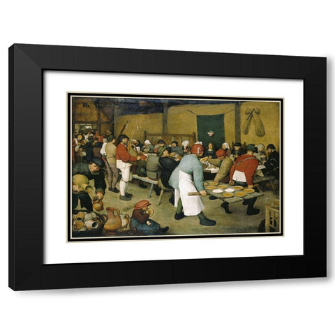 The Peasants Wedding Black Modern Wood Framed Art Print with Double Matting by Bruegel the Elder, Pieter