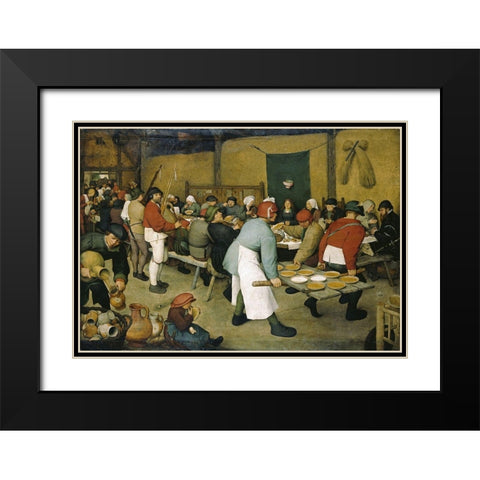 The Peasants Wedding Black Modern Wood Framed Art Print with Double Matting by Bruegel the Elder, Pieter