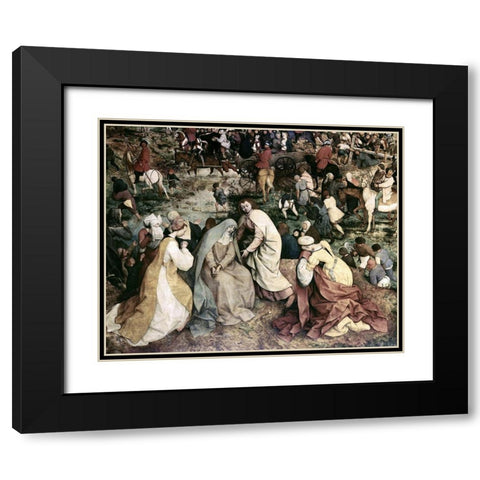 The Procession to Calvary (Detail) (I) Black Modern Wood Framed Art Print with Double Matting by Bruegel the Elder, Pieter