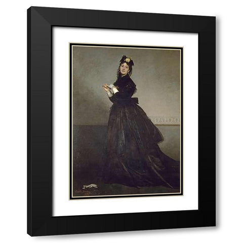 Lady with a Glove Black Modern Wood Framed Art Print with Double Matting by Carolus-Duran, Emile Auguste