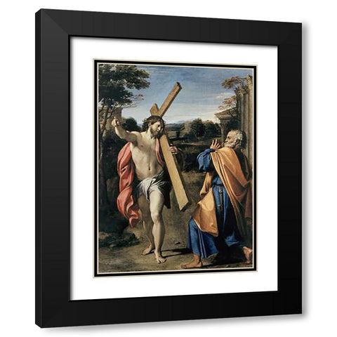 Museumist Appearing to Saint Peter Black Modern Wood Framed Art Print with Double Matting by Carracci, Agostino
