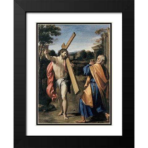 Museumist Appearing to Saint Peter Black Modern Wood Framed Art Print with Double Matting by Carracci, Agostino